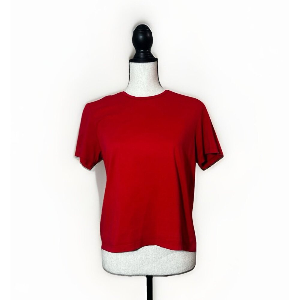 Cos Top Women’s Medium Red Cropped T-Shirt Cotton *Flaw